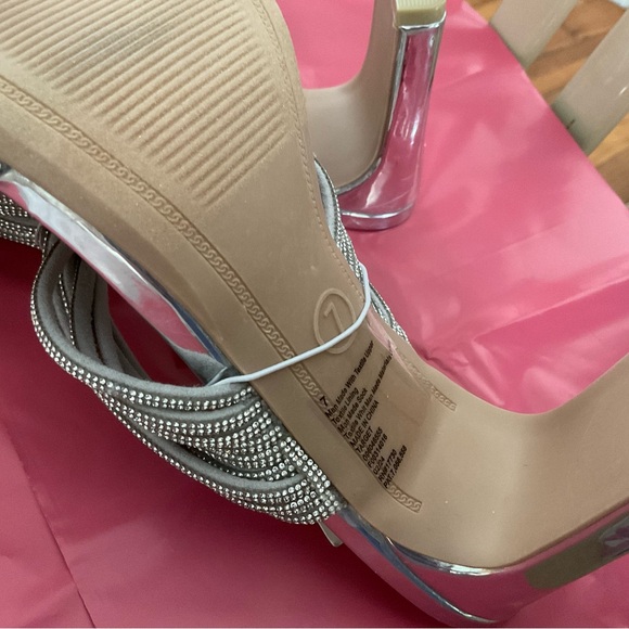 A New Day Women's Tammy Rhinestone Heels in silver with a block heel NWT - Picture 2 of 7